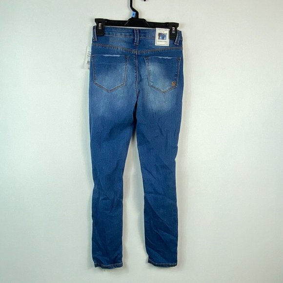 Indigo Rein Juniors 1 Blue Ripped High Rise Skinny Ankle Jeggings NWT AM80 - Picture 6 of 7